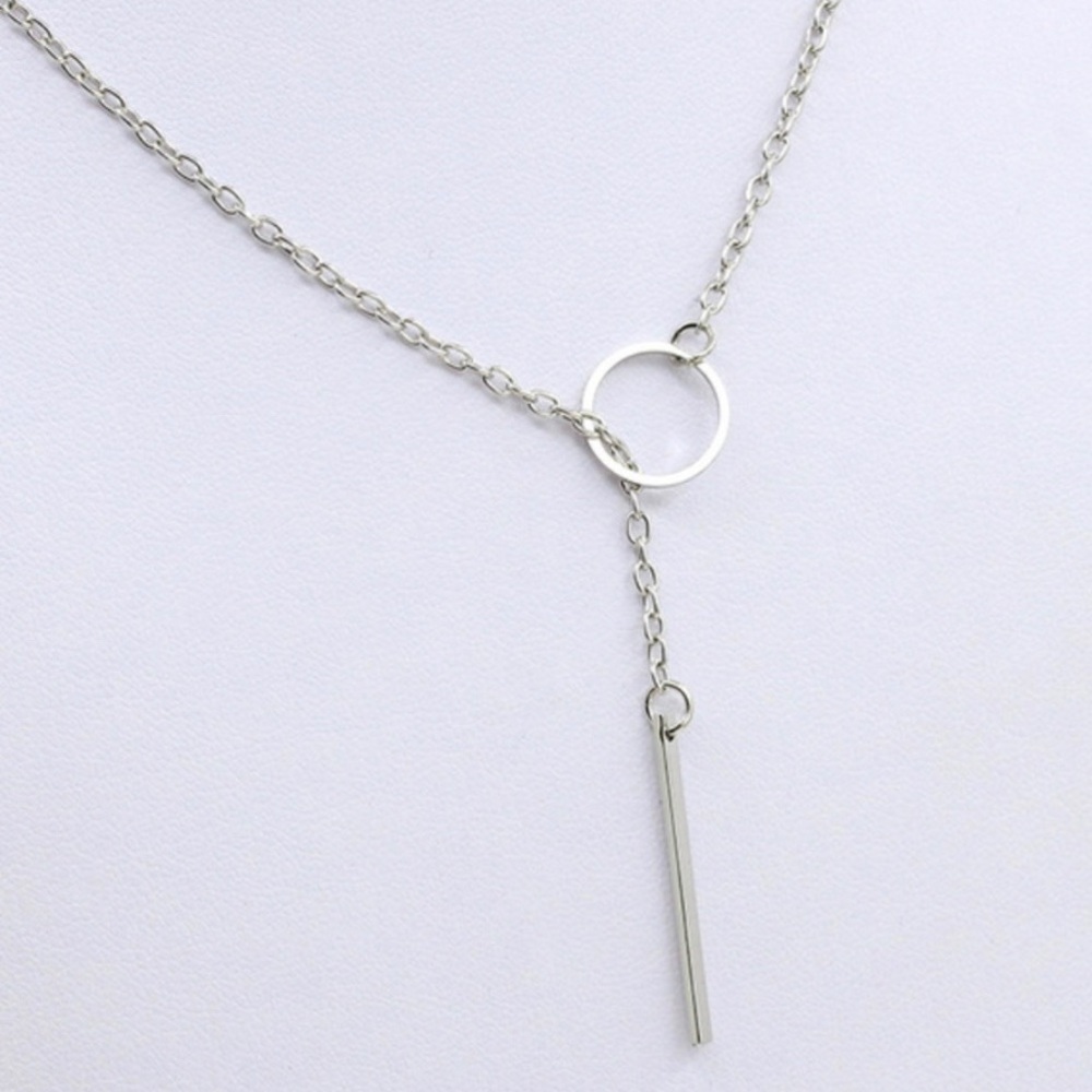 Circle & Bar Silver Fashion Necklace - Final Price